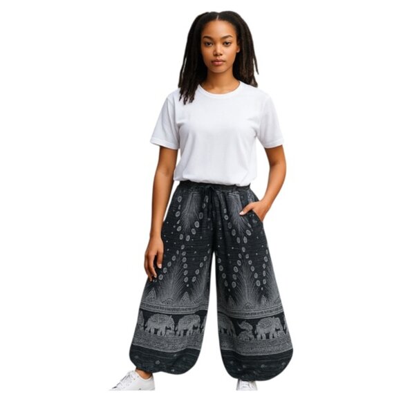 Unbranded Pants - Boho Lagonlook Open Leg Cropped Pants